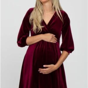 Pinkblush Burgundy Velvet Long Sleeve Dress